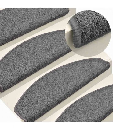 vidaXL Stair Mats 30 pcs 65x24x4 cm Grey and Black Half Round Large