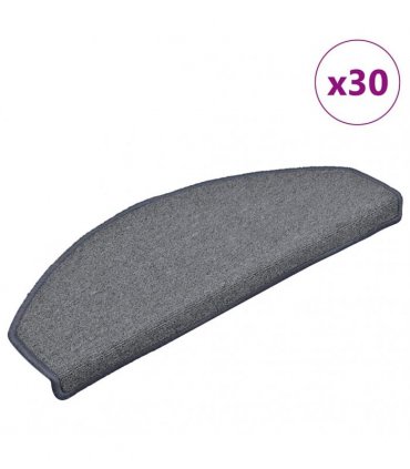 vidaXL Stair Mats 30 pcs 65x24x4 cm Light Grey&Blue Half Round Large