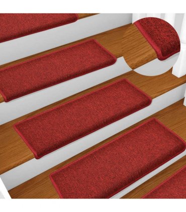 vidaXL Stair Mats 30 pcs 65x21x4 cm Red Rectangular Edge