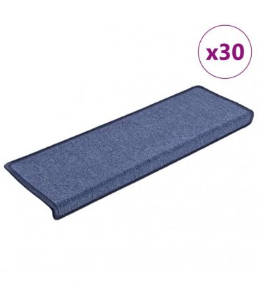 vidaXL Stair Mats 30 pcs 65x21x4 cm Blue Rectangular Edge