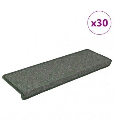 vidaXL Stair Mats 30 pcs 65x21x4 cm Dark Green Rectangular Edge