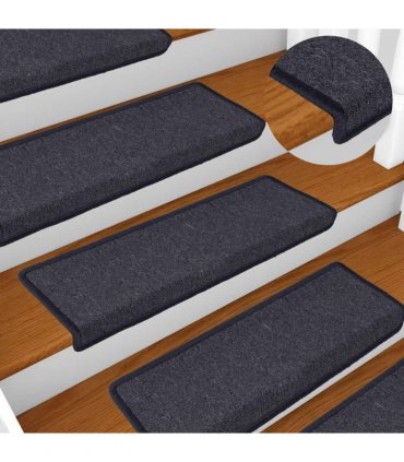 vidaXL Stair Mats 30 pcs 65x21x4cm Dark Grey and Blue Rectangular Edge