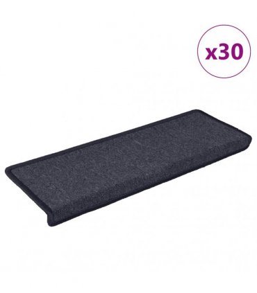 vidaXL Stair Mats 30 pcs 65x21x4cm Dark Grey and Blue Rectangular Edge