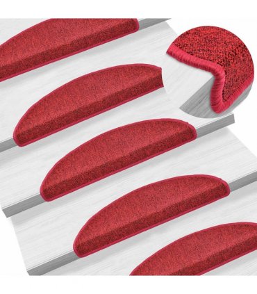 vidaXL Stair Mats 20 pcs 56x17x3 cm Red Half Round