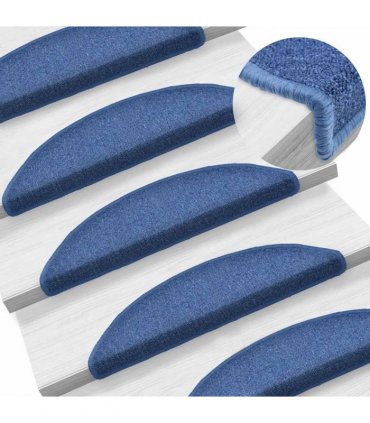 vidaXL Stair Mats 20 pcs 56x17x3 cm Blue Half Round