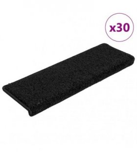 vidaXL Stair Mats 30 pcs 65x21x4 cm Black Rectangular Edge