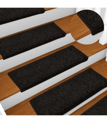 vidaXL Stair Mats 30 pcs 65x21x4 cm Black Rectangular Edge