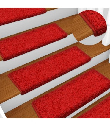vidaXL Stair Mats 30 pcs 65x21x4 cm Red Rectangular Edge