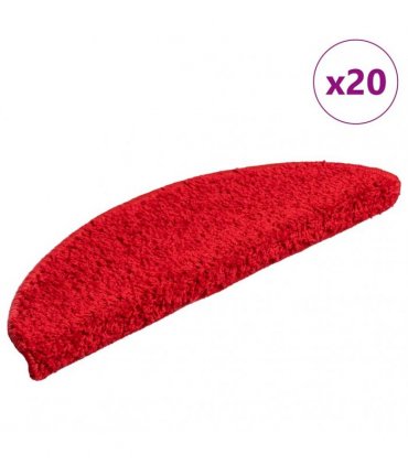 vidaXL Stair Mats 20 pcs 56x17x3 cm Red Half Round