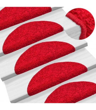 vidaXL Stair Mats 20 pcs 56x17x3 cm Red Half Round