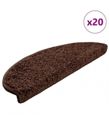 vidaXL Stair Mats 20 pcs 65x21x4 cm Brown Half Round Large