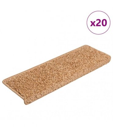 vidaXL Stair Mats 20 pcs 65x21x4 cm Beige Rectangular Edge