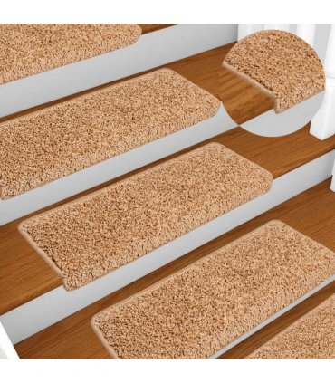 vidaXL Stair Mats 20 pcs 65x21x4 cm Beige Rectangular Edge