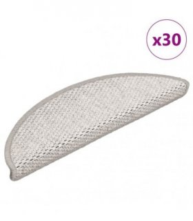 vidaXL Stair Mats Self-adhesive Sisal-Look 30 pcs 56x17x3 cm Platina