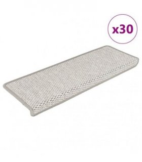 vidaXL Stair Mats Self-adhesive Sisal-Look 30 pcs 65x21x4 cm Platina