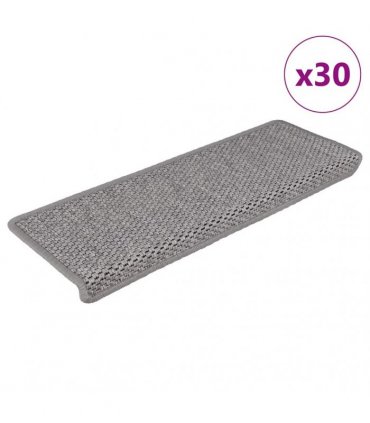 vidaXL Stair Mats Self-adhesive Sisal-Look 30 pcs 65x21x4 cm Silver