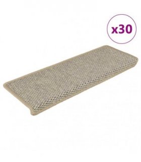 vidaXL Stair Mats Self-adhesive Sisal-Look 30pcs 65x21x4cm Light Green