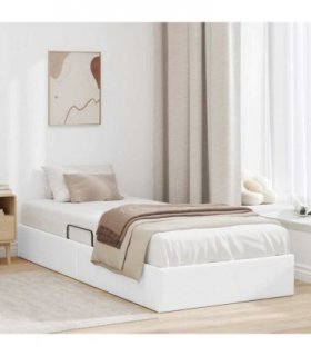 vidaXL Storage Bed White 100 x 203 cm Faux leather