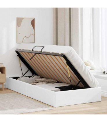 vidaXL Storage Bed White 100 x 203 cm Faux leather