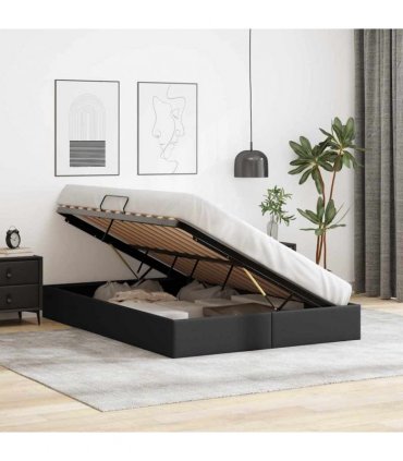 vidaXL Storage Bed Black 137 x 190 cm Faux leather