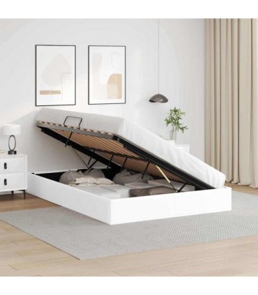 vidaXL Storage Bed White 137 x 190 cm Faux leather