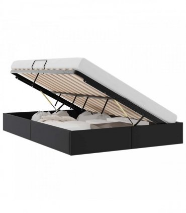vidaXL Storage Bed Black 153 x 203 cm Faux leather
