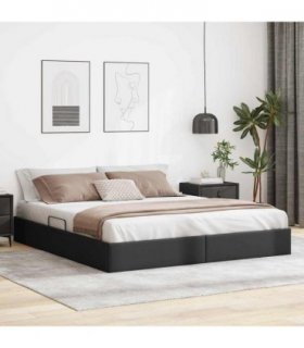vidaXL Storage Bed Black 193 x 203 cm Faux leather