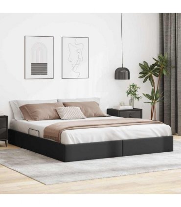 vidaXL Storage Bed Black 193 x 203 cm Faux leather