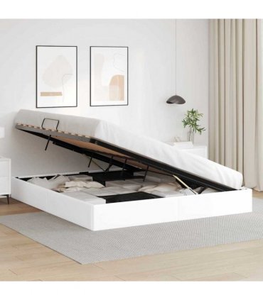 vidaXL Storage Bed White 193 x 203 cm Faux leather