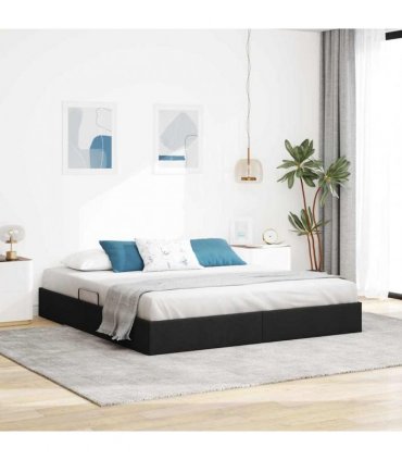 vidaXL Storage Bed with Storage Black 180 x 200 cm Fabric
