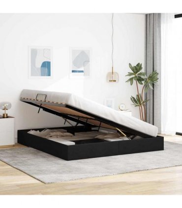 vidaXL Storage Bed with Storage Black 180 x 200 cm Fabric
