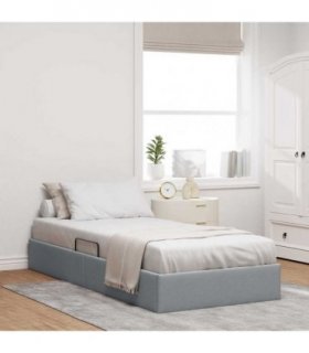 vidaXL Storage Bed Light Grey 100 x 203 cm Fabric