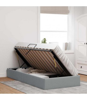 vidaXL Storage Bed Light Grey 100 x 203 cm Fabric