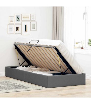 vidaXL Storage Bed Dark Grey 100 x 203 cm Fabric