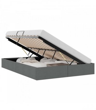 vidaXL Storage Bed with Storage Dark Grey 153 x 203 cm Fabric