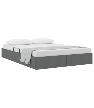 vidaXL Storage Bed with Storage Dark Grey 153 x 203 cm Fabric