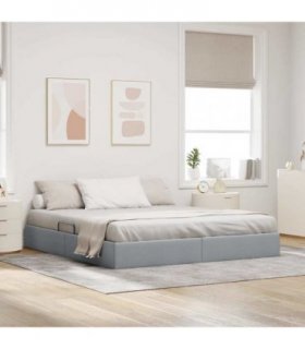 vidaXL Storage Bed with Storage Light Grey 193 x 203 cm Fabric