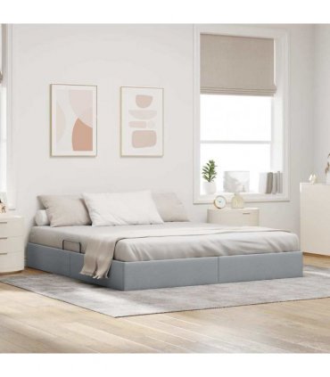 vidaXL Storage Bed with Storage Light Grey 193 x 203 cm Fabric