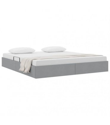 vidaXL Storage Bed with Storage Light Grey 193 x 203 cm Fabric