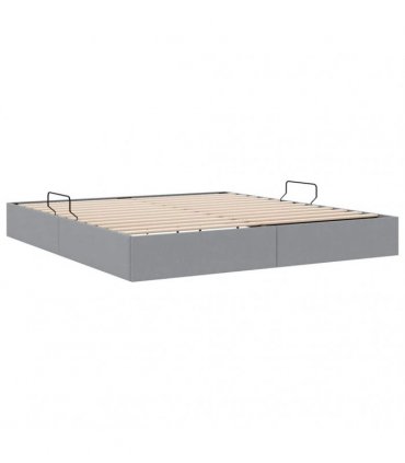 vidaXL Storage Bed with Storage Light Grey 193 x 203 cm Fabric