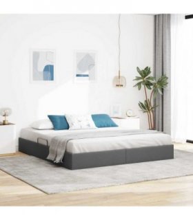 vidaXL Storage Bed with Storage Dark Grey 193 x 203 cm Fabric