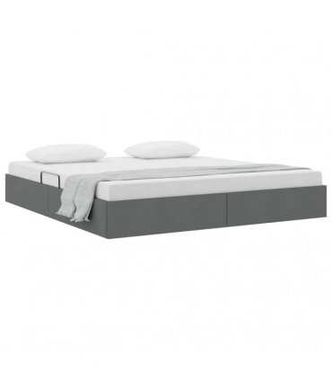 vidaXL Storage Bed with Storage Dark Grey 193 x 203 cm Fabric