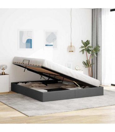 vidaXL Storage Bed with Storage Dark Grey 193 x 203 cm Fabric