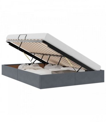 vidaXL Storage Bed with Storage Dark Grey 135 x 190 cm Velvet