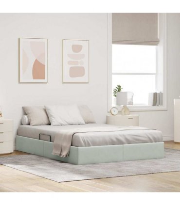 vidaXL Storage Bed Light Grey 137 x 190 cm Velvet