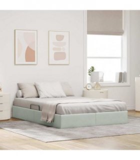 vidaXL Storage Bed Light Grey 153 x 203 cm Velvet