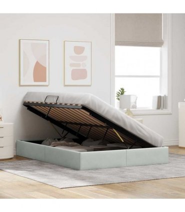 vidaXL Storage Bed Light Grey 153 x 203 cm Velvet
