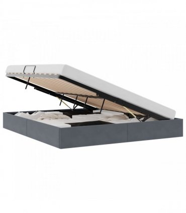 vidaXL Storage Bed Dark Grey 193 x 203 cm Velvet
