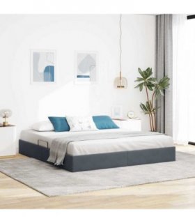 vidaXL Storage Bed Dark Grey 183 x 213 cm Velvet