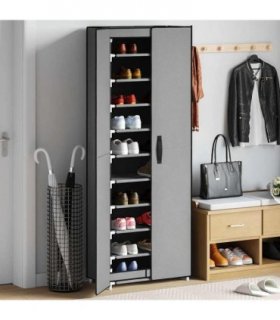 vidaXL Shoe Cabinet Grey 60x30x166 cm Fabric